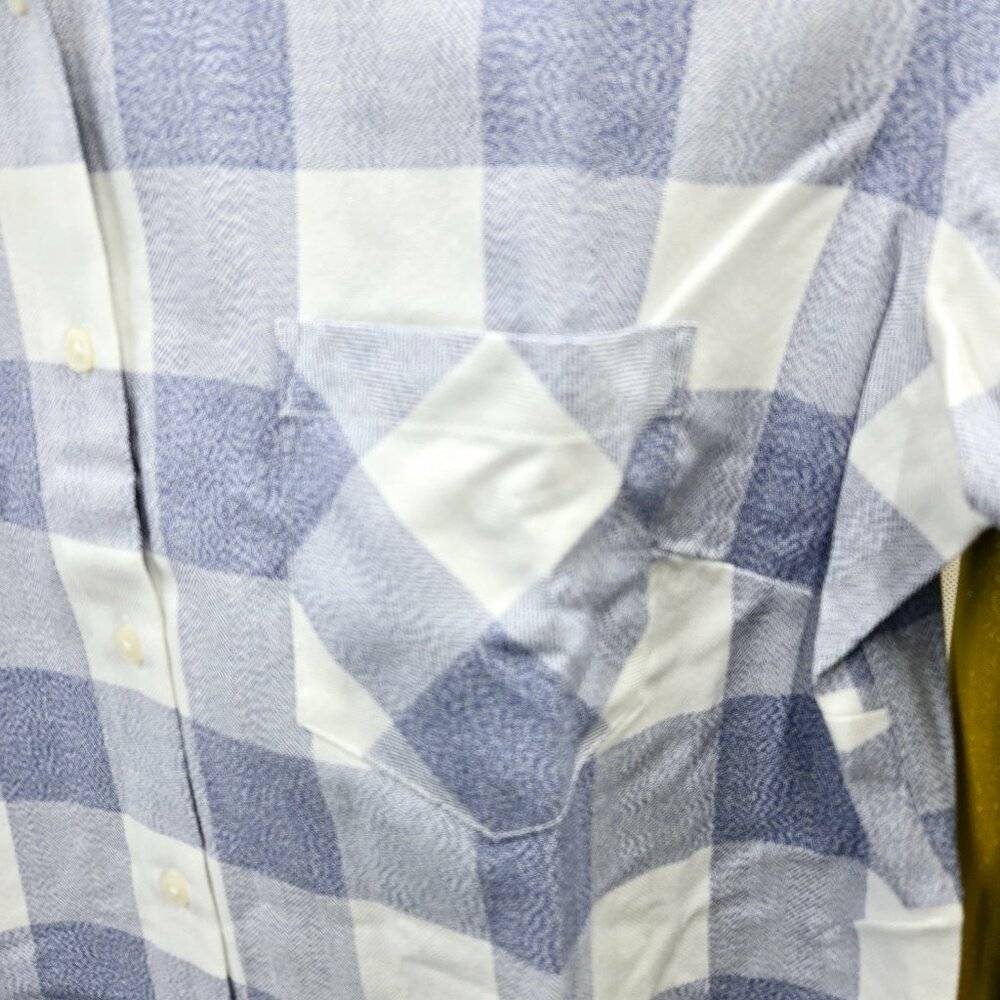 NWT UNTUCKit VOLNAY BLUE WHITE BUFFALO CHECK 60% COTTON 40% TENCEL SHIRT - Picture 4 of 8